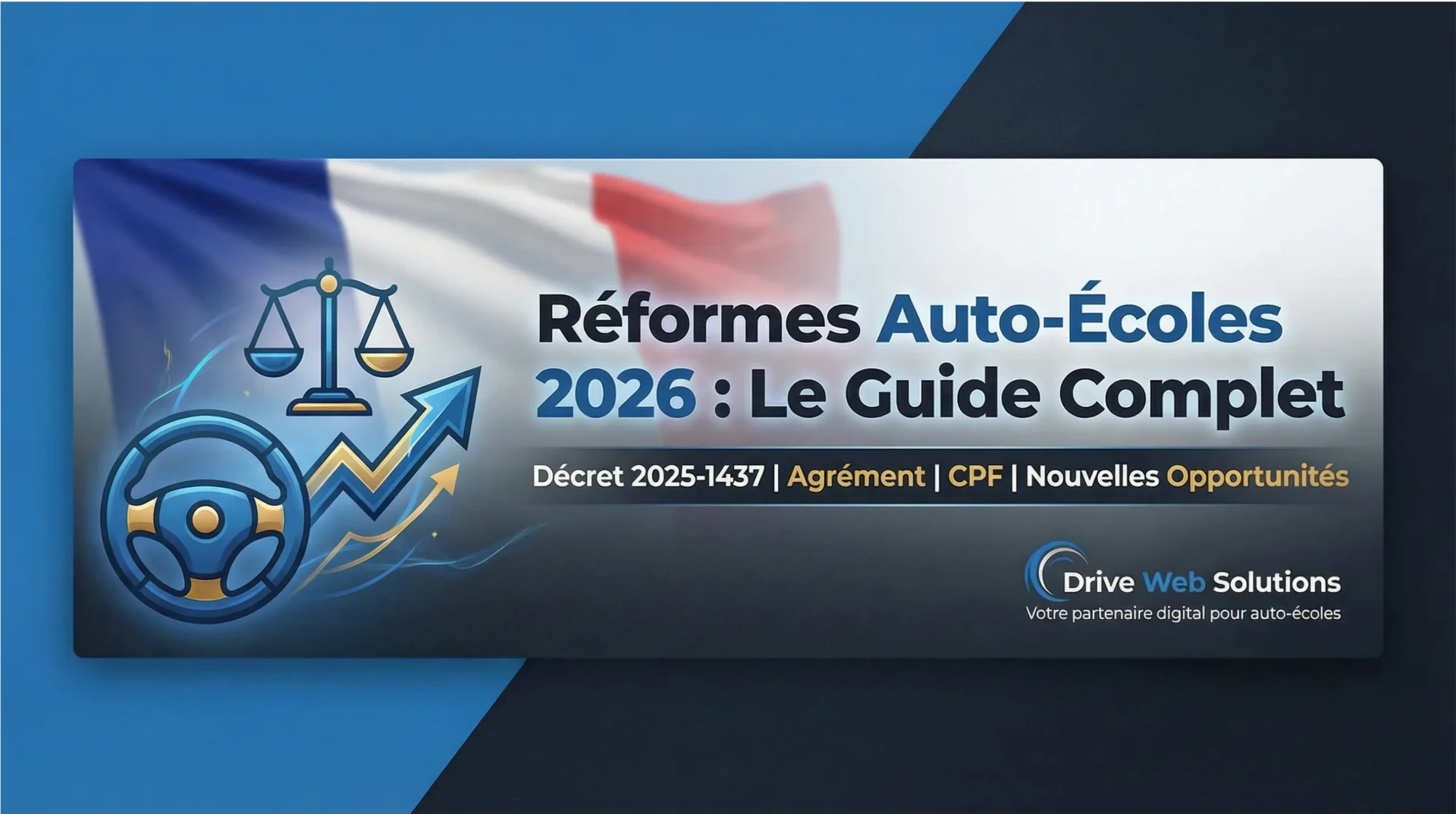 Guide complet de la réforme des auto-écoles 2026 - Logo Drive Web Solutions