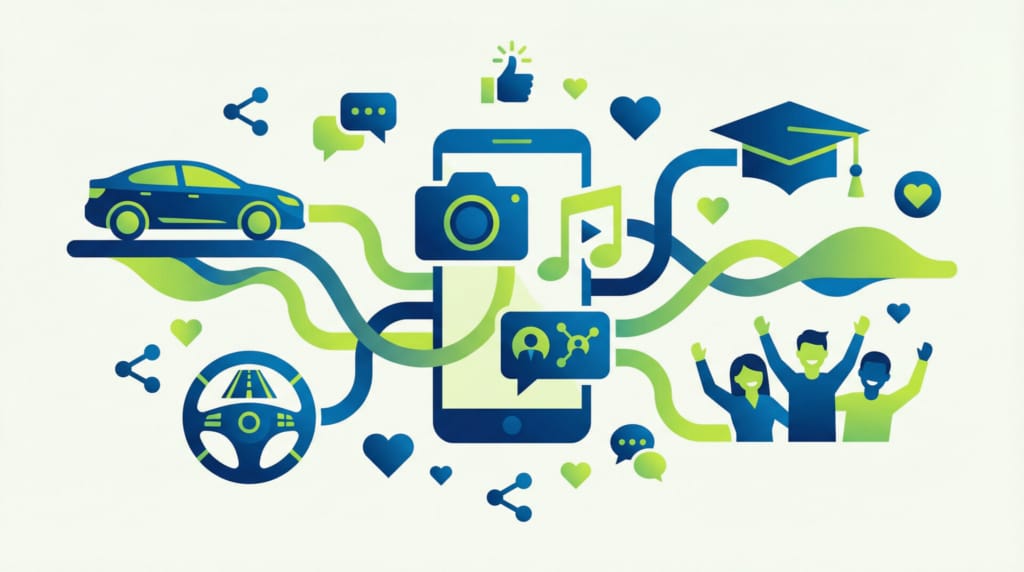 Réseaux sociaux pour auto-école : la stratégie complète pour 2026 2 Illustration réseaux sociaux auto-école stratégie digitale