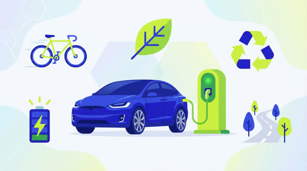 Illustration auto-école éco-responsable mobilité durable