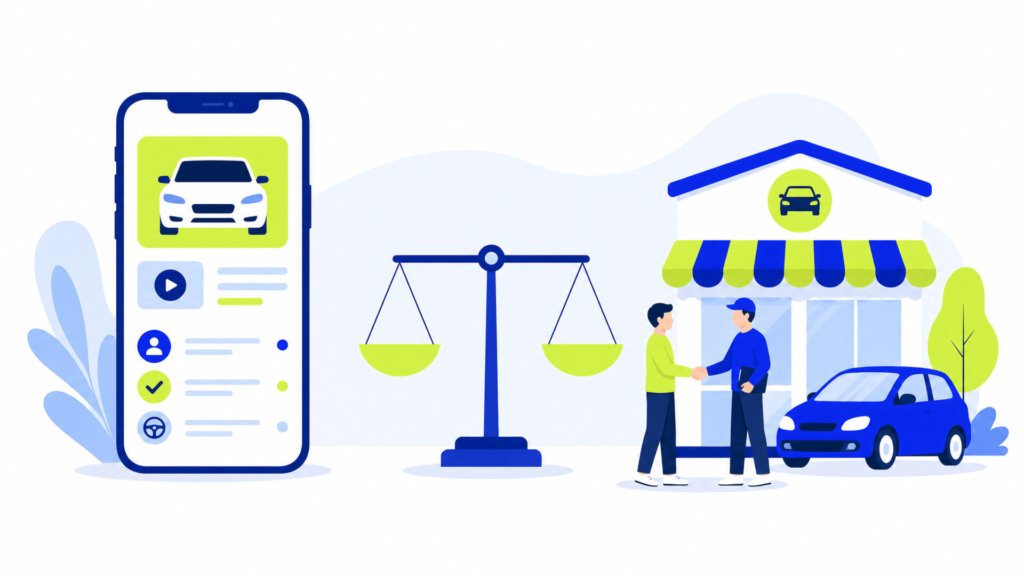Illustration auto-école en ligne concurrence face à une auto-école traditionnelle de proximité