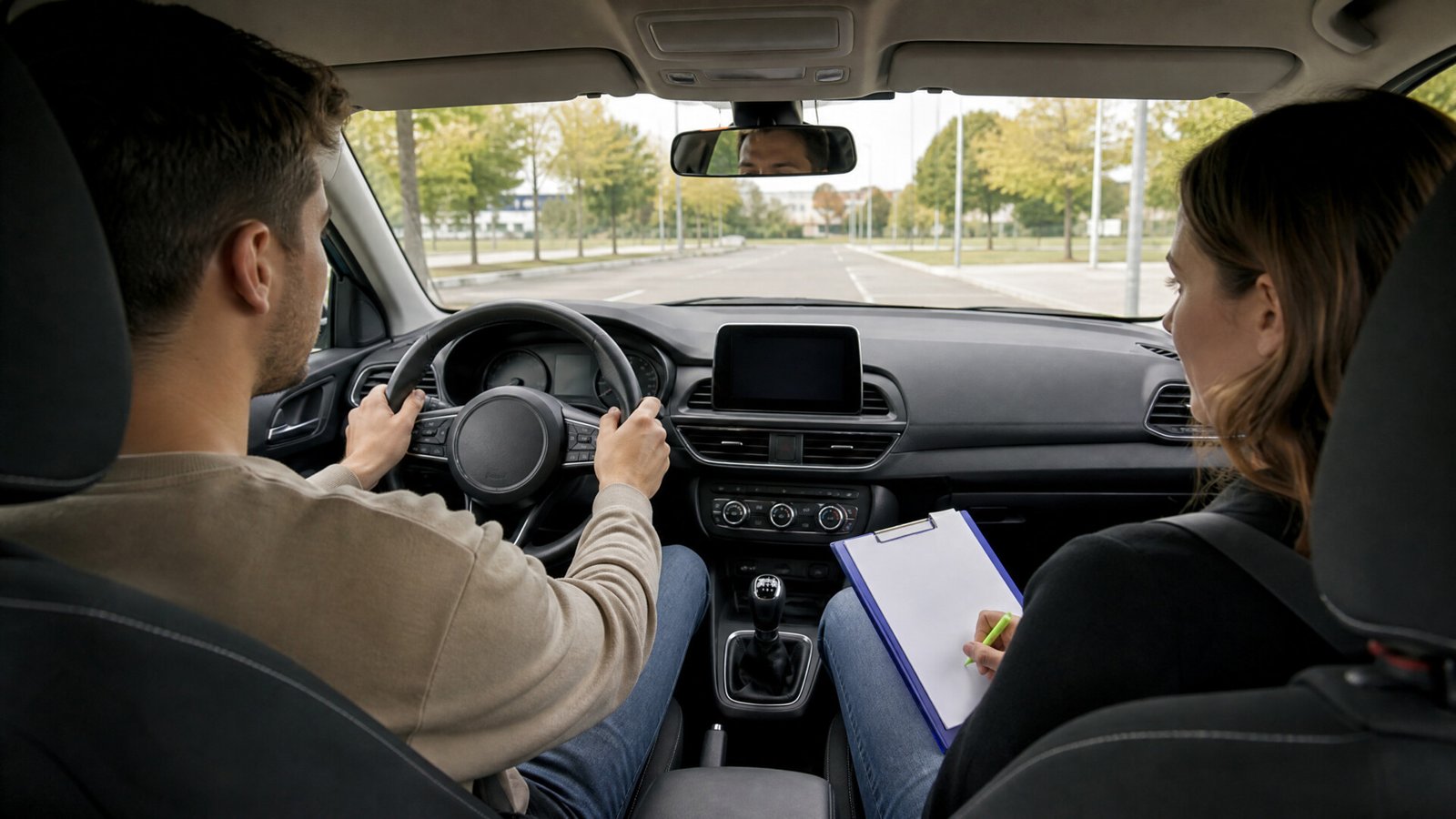 Évaluation de départ auto-école : comment transformer l’obligation en levier de confiance 2 Monitrice et élève pendant une évaluation de départ auto-école en véhicule