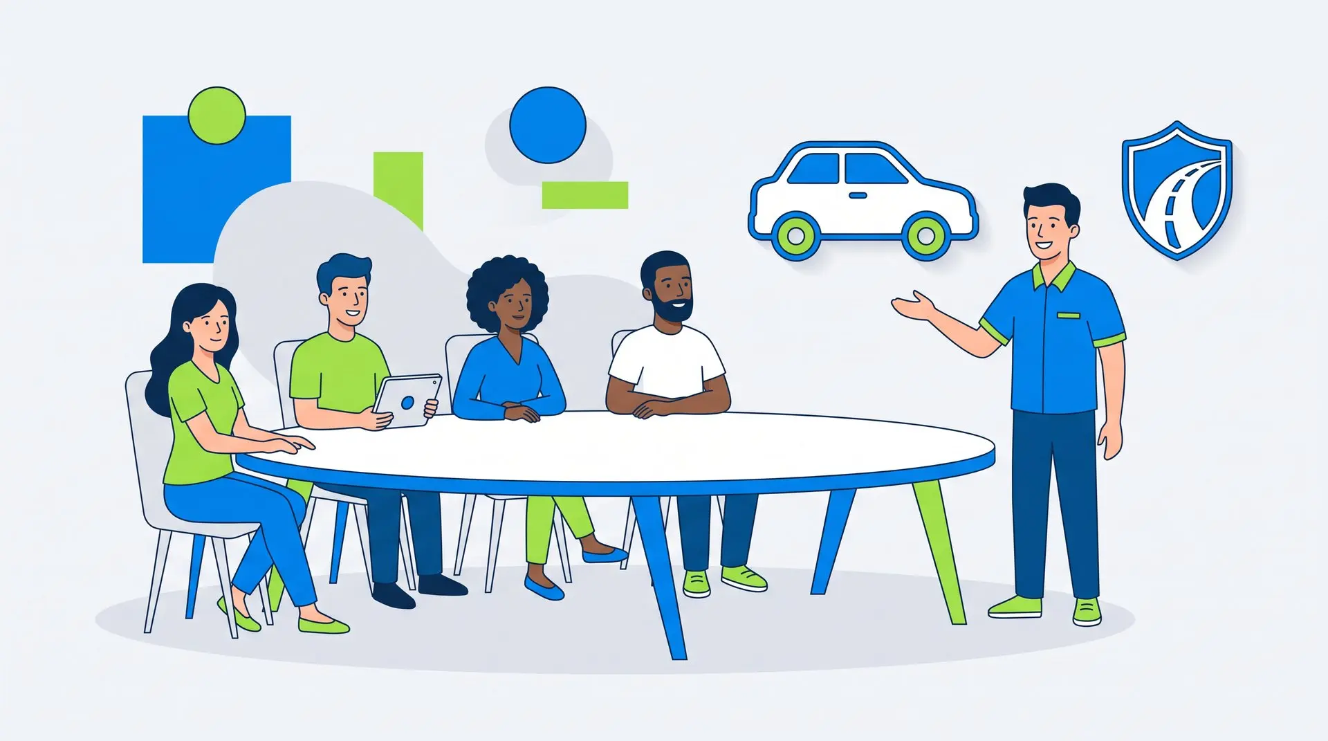 Formation post-permis auto-école : groupe de jeunes conducteurs en atelier
